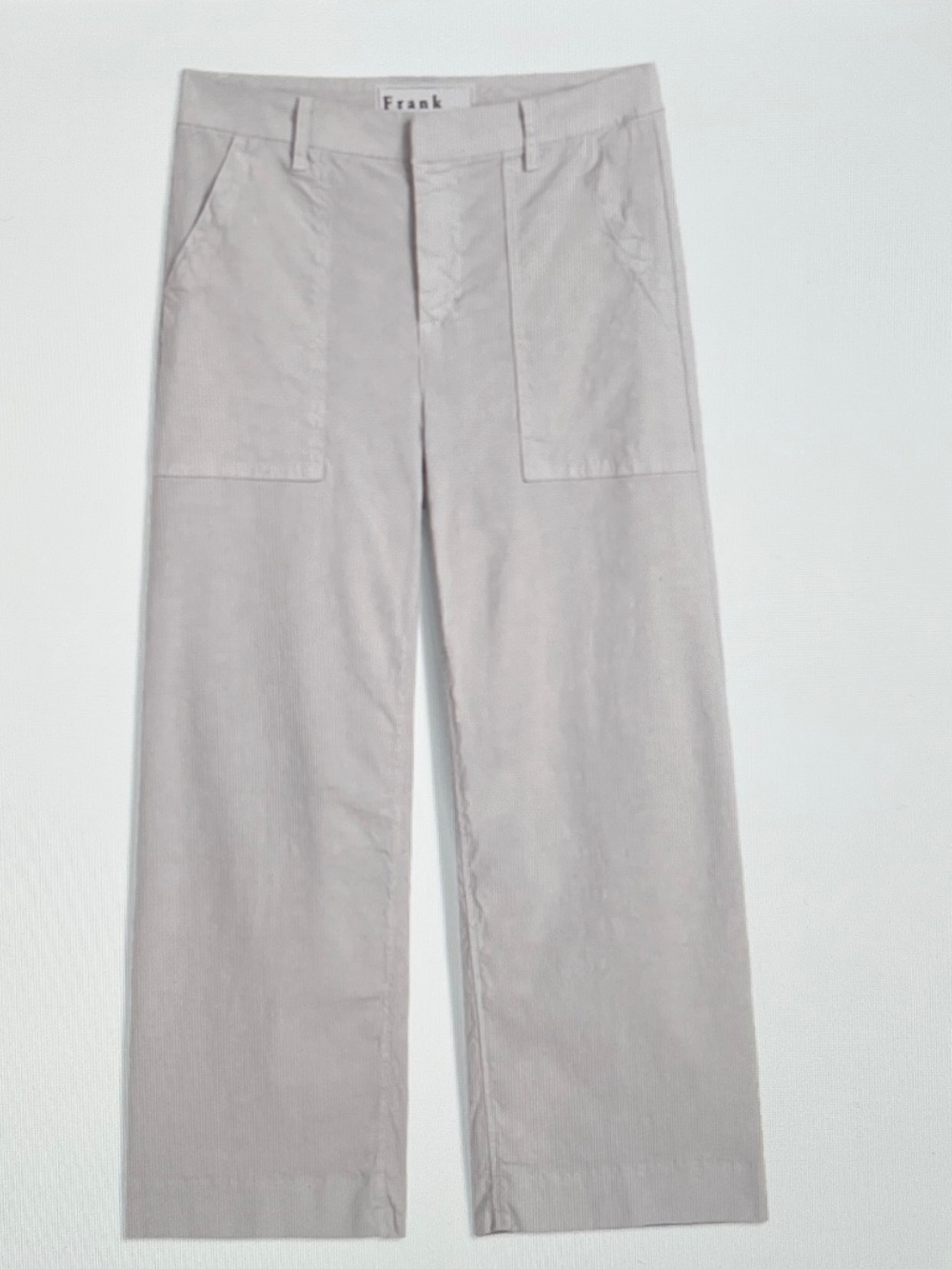 FRANK & EILLEN  WEXFORD PATCH POCKET Wide-Leg Linen Pant Cement Size 8